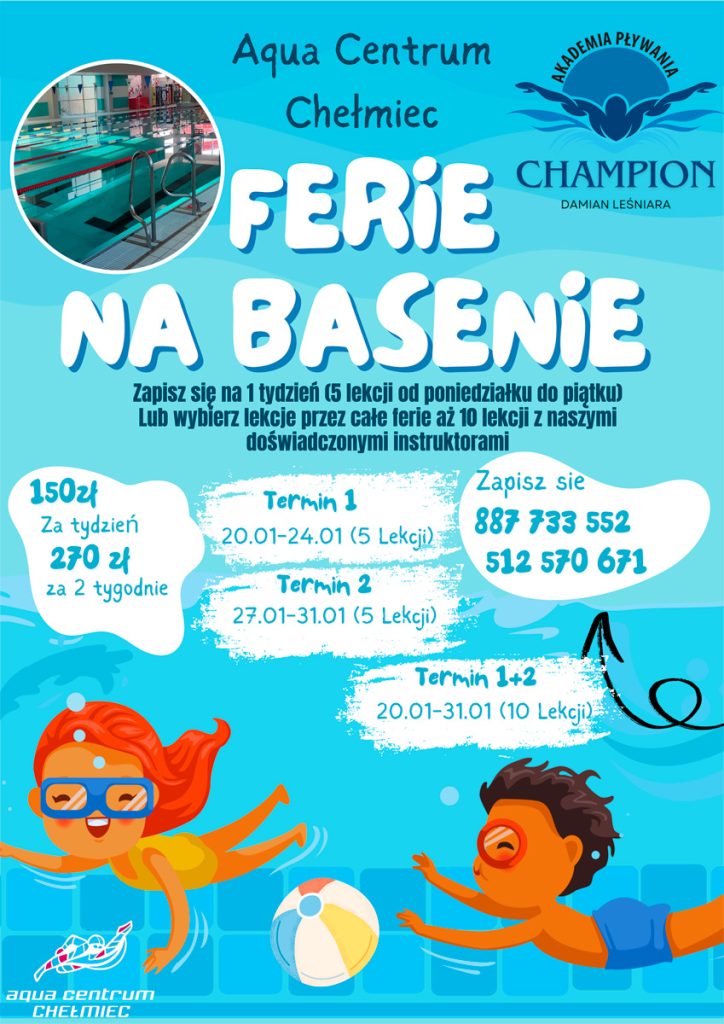 Ferie na basenie w Chełmcu - nauka pływania