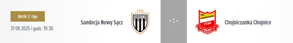 Sandecja Nowy Sącz - Chojniczanka Chojnice 31 sierpień