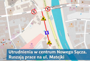 Utrudnienia w centrum Nowego Sącza. Ruszają prace na ul. Matejki
