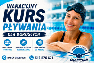Wakacyjny kurs pływania dla dorosłych na basenie w Chełmcu